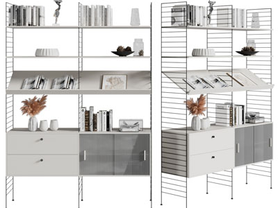 现代金属支架开放式装饰书柜