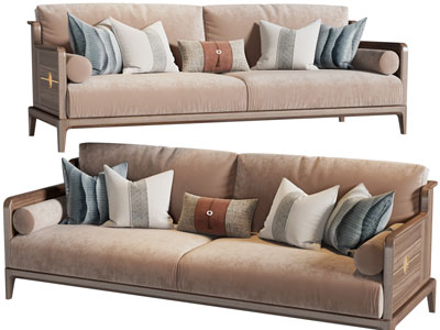 新中式双人沙发3d模型 新中式双人沙发