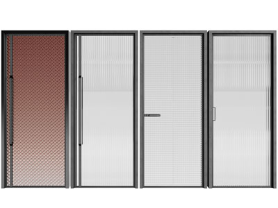 现代花纹玻璃平开门