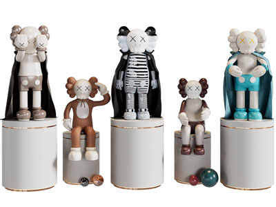 现代kwas公仔摆件组合