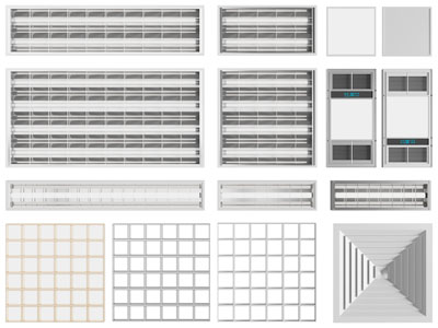 现代格栅灯、暖风扇、排风口
