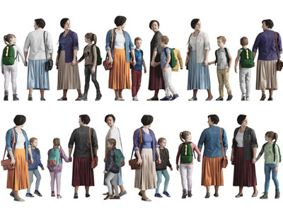 牵着孩子的母亲多人人群 儿童3d模型 牵着孩子的母亲多人人群 儿童