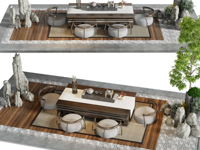 新中式茶桌椅组合