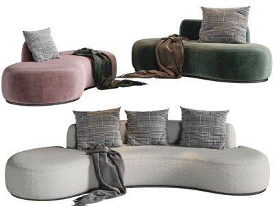 现代布艺多人、双人沙发3d模型 现代布艺多人、双人沙发