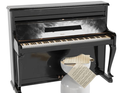 现代黑色钢琴3d模型 现代黑色钢琴