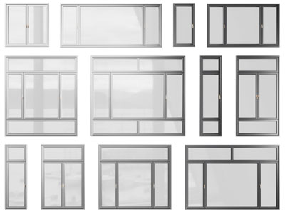 现代不同规格的平开窗户