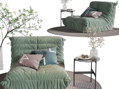 现代懒人沙发、边几