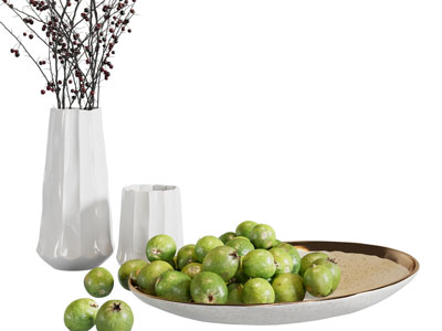 现代花瓶花卉、水果果盘摆件组合