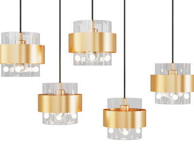 现代垂线玻璃柱形灯罩吊灯