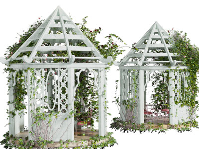 欧式爬满藤蔓植物的亭子