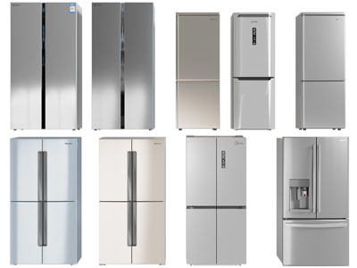 现代双开门、上门电冰箱