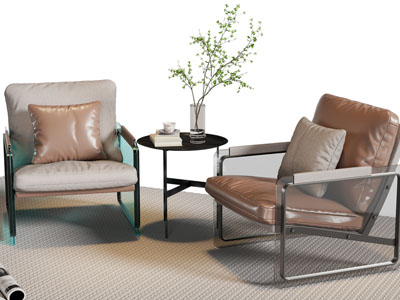 现代皮革休闲沙发椅子3d模型 现代皮革休闲沙发椅子