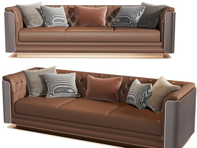 现代三人沙发、靠垫抱枕