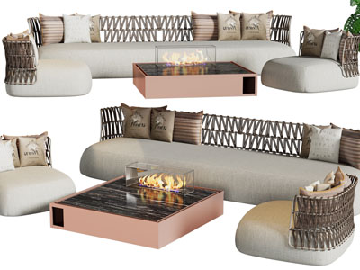 现代镂空靠背多人、单人沙发、茶几组合