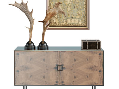 现代玄关柜、边柜、鹿角摆件