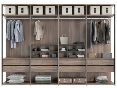 现代实木开放式衣柜3d模型 现代实木开放式衣柜