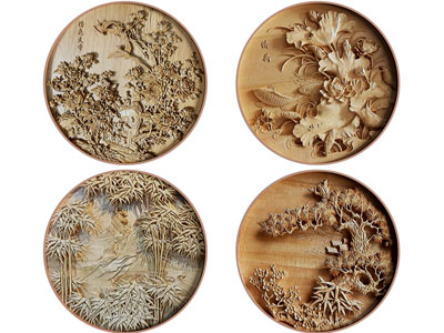 新中式花卉植物浮雕、墙饰挂件