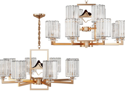 新中式玻璃灯罩的多头吊灯