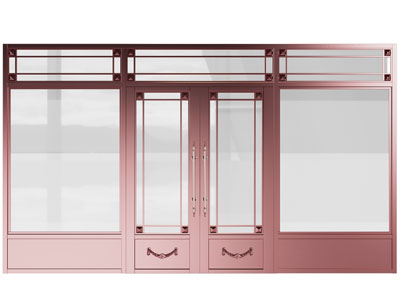 现代双扇玻璃平开大门