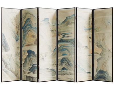 新中式抽象山脉图案的屏风