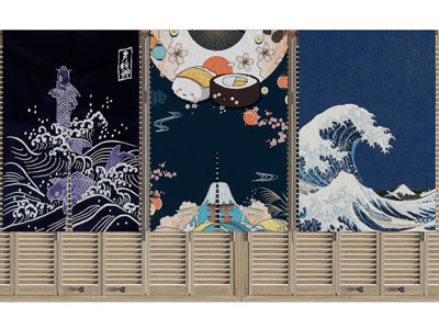 日式门帘、布帘