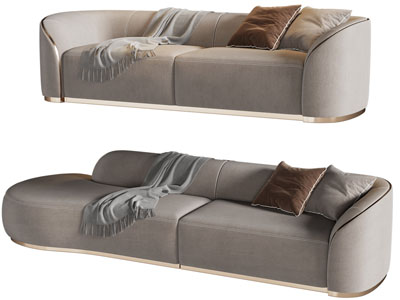 现代轻奢布艺双人沙发3d模型 现代轻奢布艺双人沙发