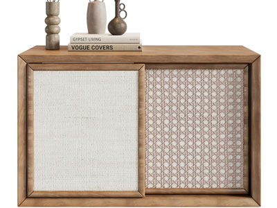 侘寂风实木玄关柜、边柜