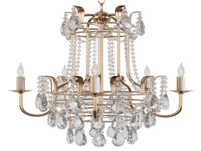 欧式水晶串珠铁艺吊灯