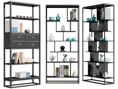 新中式开放式装饰架