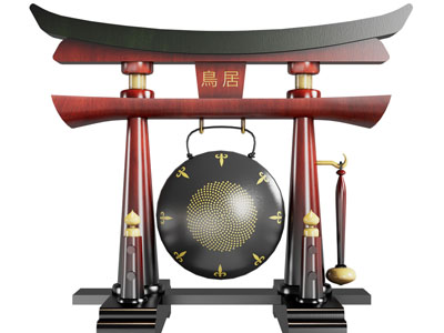 新中式铜锣、鸣钟3d模型 新中式铜锣、鸣钟
