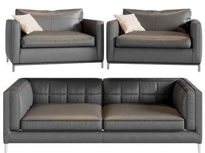 现代双人、单人沙发3d模型 现代双人、单人沙发
