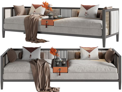 新中式双人沙发3d模型 新中式双人沙发