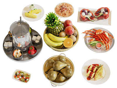 现代火锅食材、食物拼盘