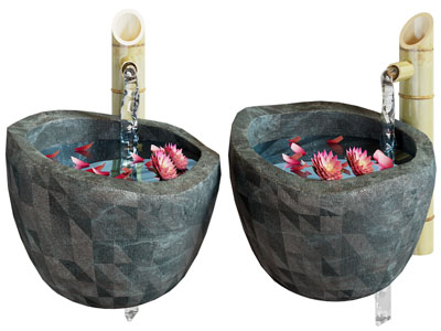 新中式开满莲花的水池景观小品