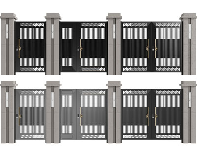 新中式铁艺围墙大门