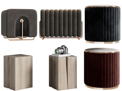 现代轻奢圆形沙发凳子