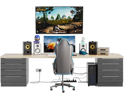 现代电竞书桌椅组合