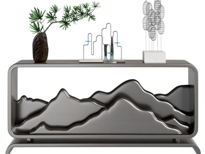 新中式端景台、摆件组合3d模型 新中式端景台、摆件组合