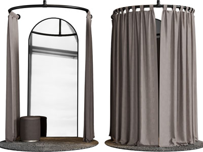 现代布帘试衣间3d模型 现代布帘试衣间