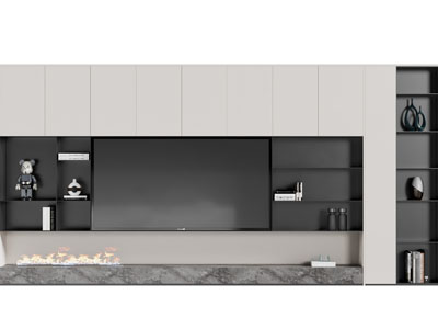 现代带收纳的电视背景墙3d模型 现代带收纳的电视背景墙