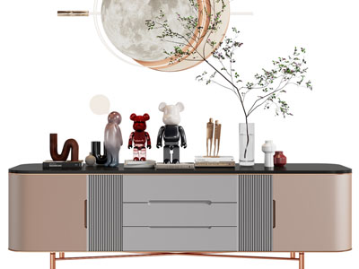 现代轻奢电视柜、摆件组合