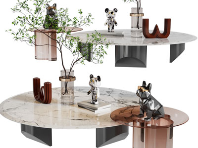 现代大理石圆形茶几