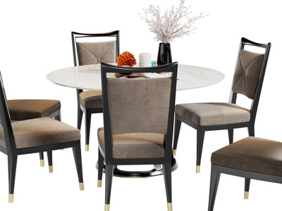 美式圆形餐桌椅组合