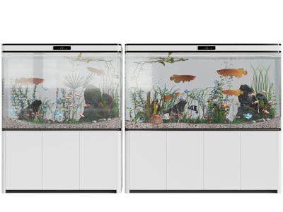 现代带收纳柜的鱼缸