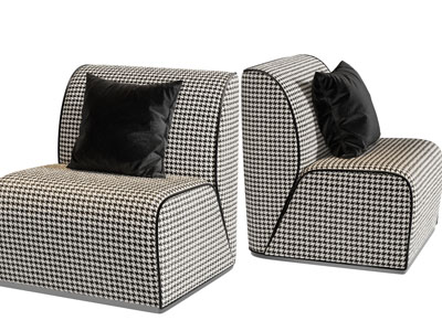 现代千鸟格图案的单人沙发3d模型 现代千鸟格图案的单人沙发
