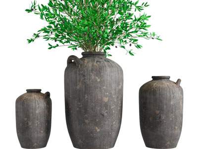 现代陶艺花瓶花卉