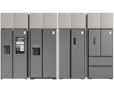 现代嵌入柜体的双扇门电冰箱