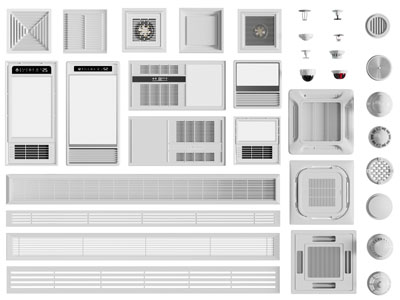 现代空调排风扇、出风口