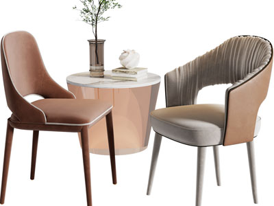 现代休闲椅子、边几