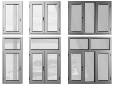 现代金属边框的平开窗户